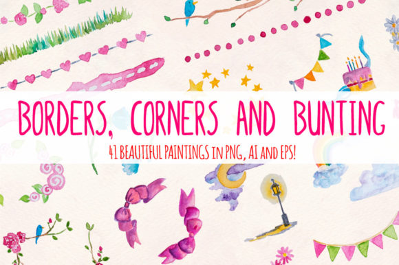 Borders, Corners and Bunting: A Creative Graphic Element Bundle