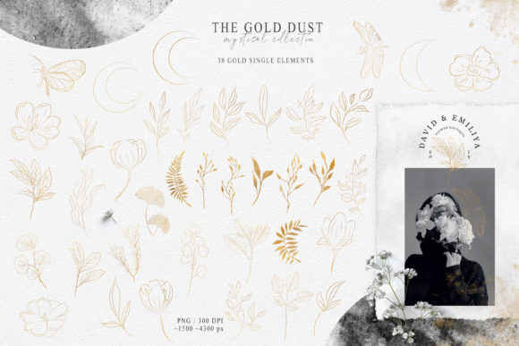 Botanical Gold Line Art Clipart: A Versatile Design Resource