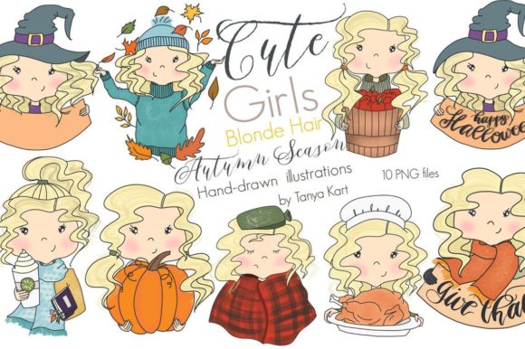 Cute Girls Blonde Hair Autumn Season: A Stylish Collection for Creative Projects