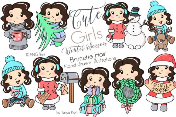 Cute Girls Brunette Hair Winter Season