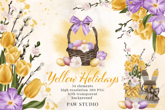 Easter Spring Clipart Yellow Tulips Eggs: A Versatile Resource for Creative Projects