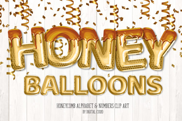 Honey Foil Balloon Alphabet Clipart