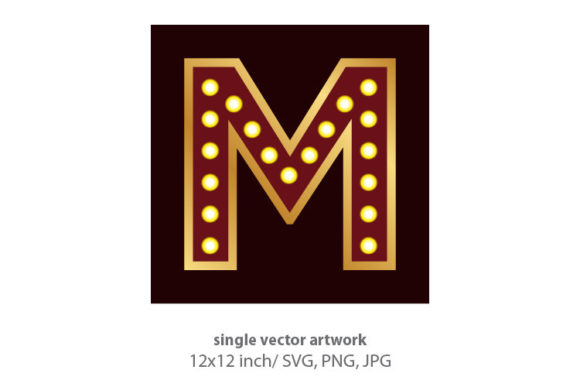 Lights Bulbs Inside Decorative Letter M: A Versatile Digital Art Asset for Creative Projects