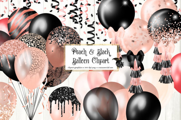 Peach and Black Balloons Clipart
