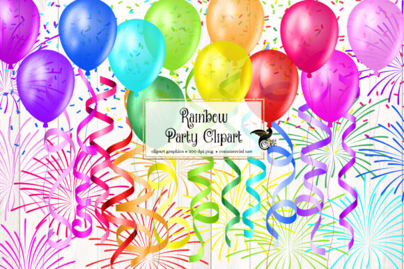 Rainbow Party Clipart: A Versatile Digital Graphics Pack for Creative Projects