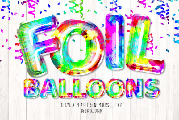 Tie Dye Foil Alphabet Balloons Clipart for Creative Workflows
