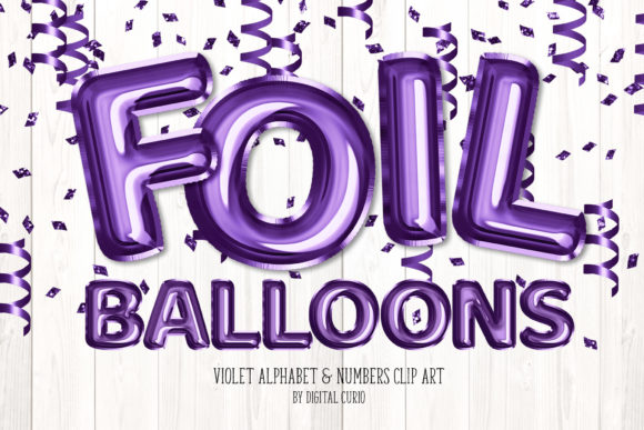Violet Foil Balloon Alphabet Clipart: A Versatile Digital Design Resource