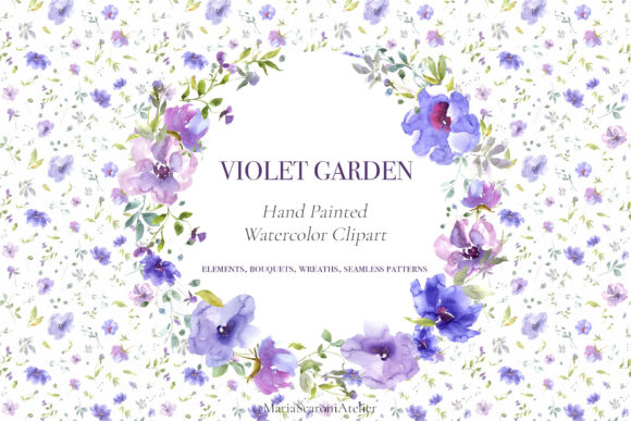 Violet Garden - Watercolor Flower