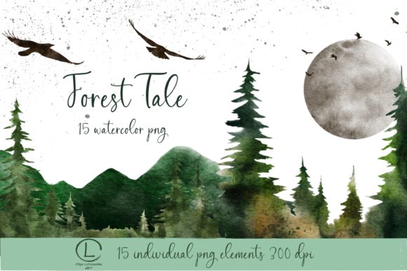Watercolor Green Forest Clipart: A Versatile Creative Resource