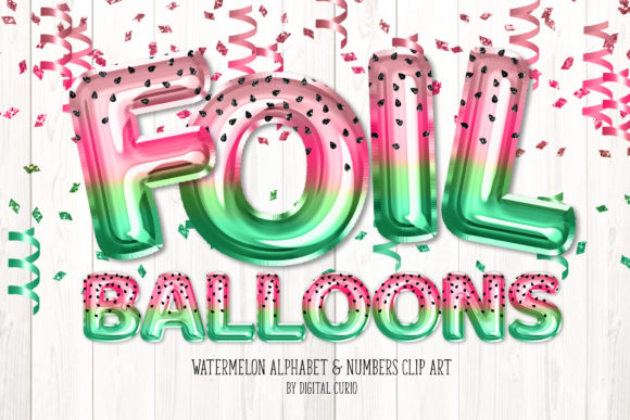 Watermelon Foil Balloon Alphabet Clipart for Creative Projects